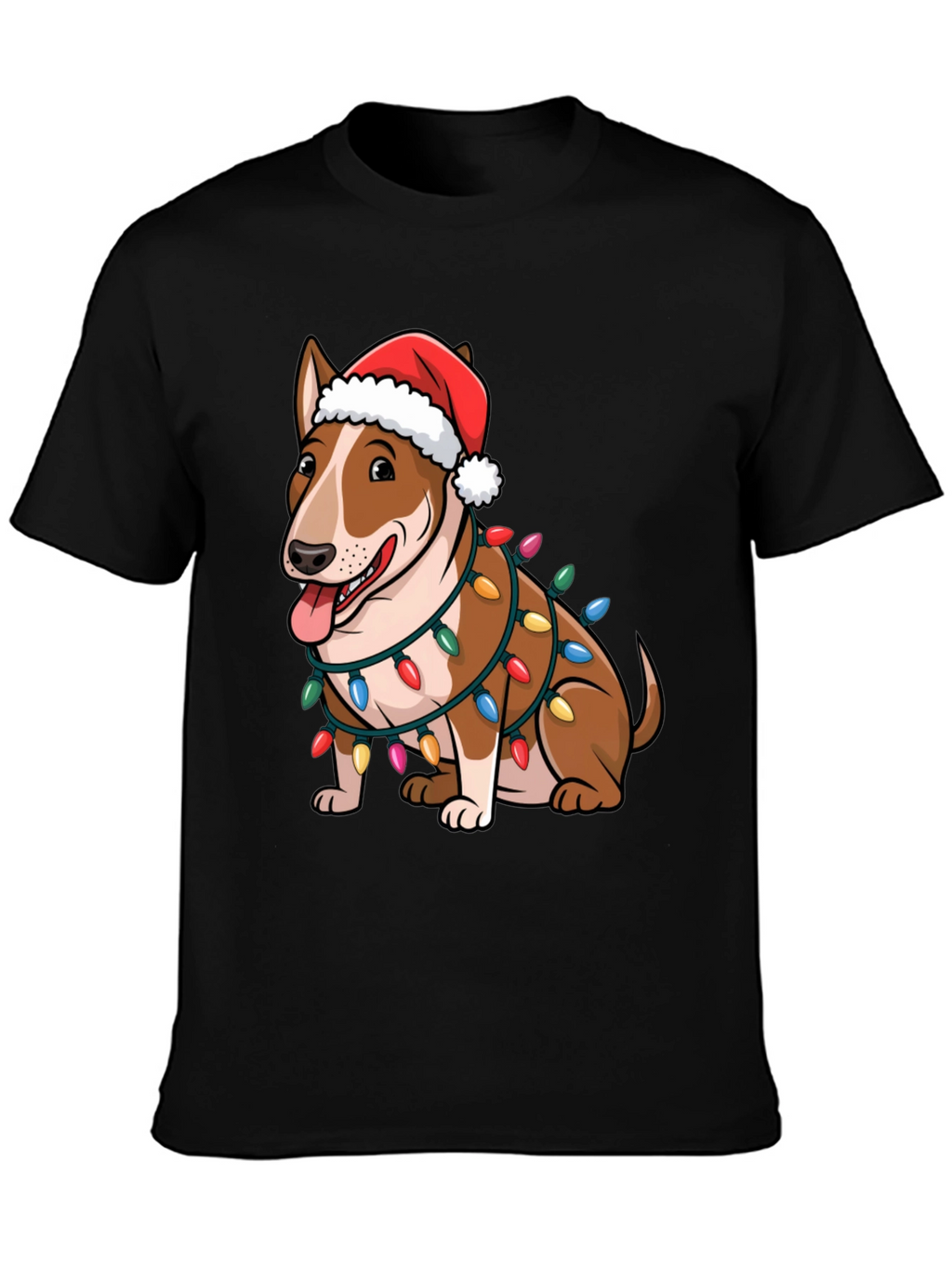 Christmas Bull Terrier Lights T-Shirt – Festive Dog Lover Tee