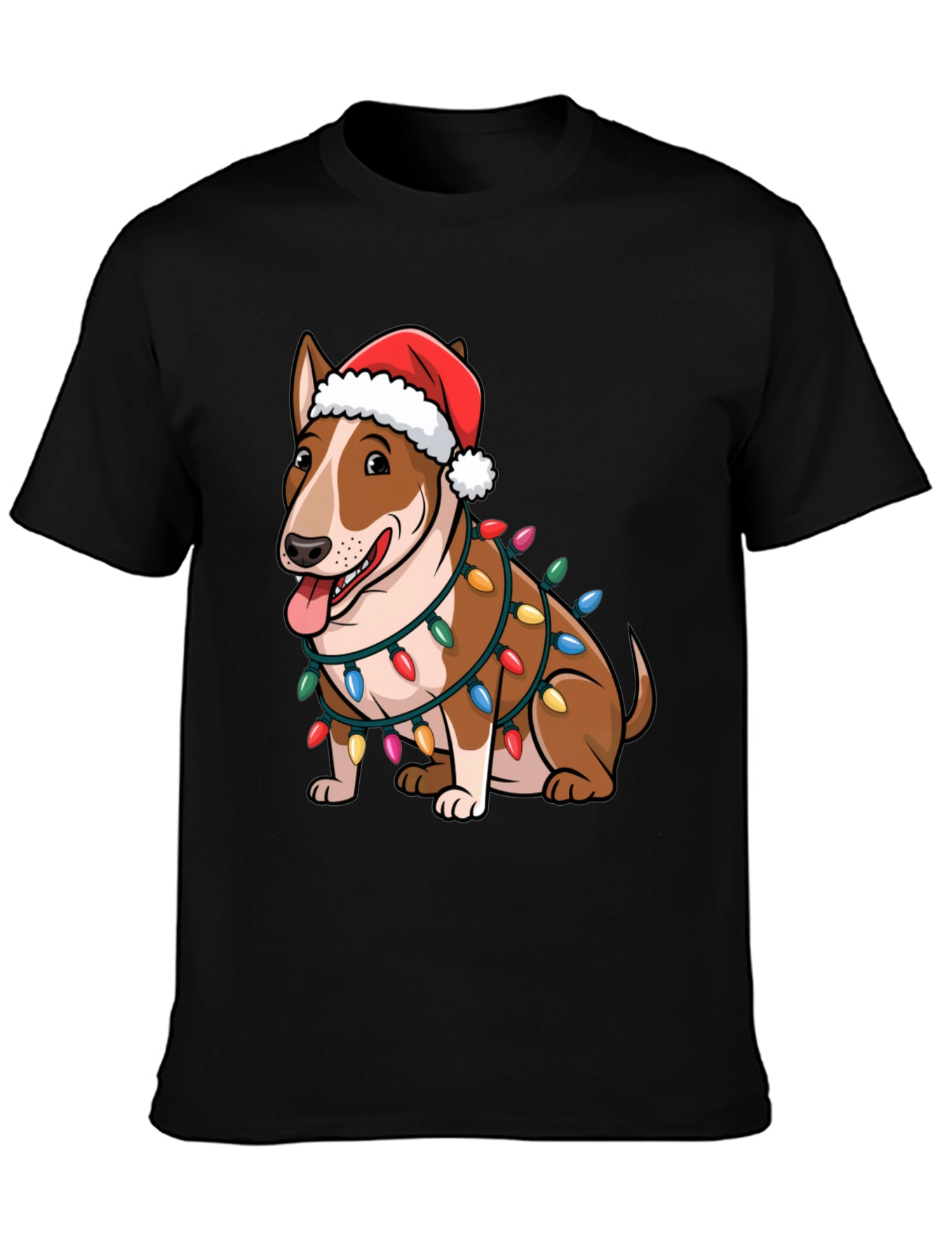 Christmas Bull Terrier Lights T-Shirt – Festive Dog Lover Tee