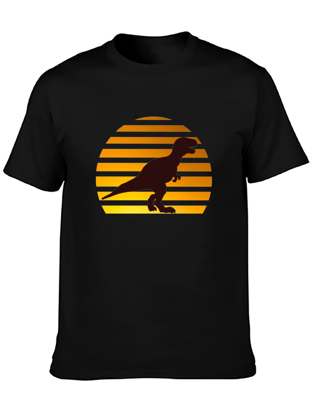 Retro Sunset T-Rex Graphic Tee - Black