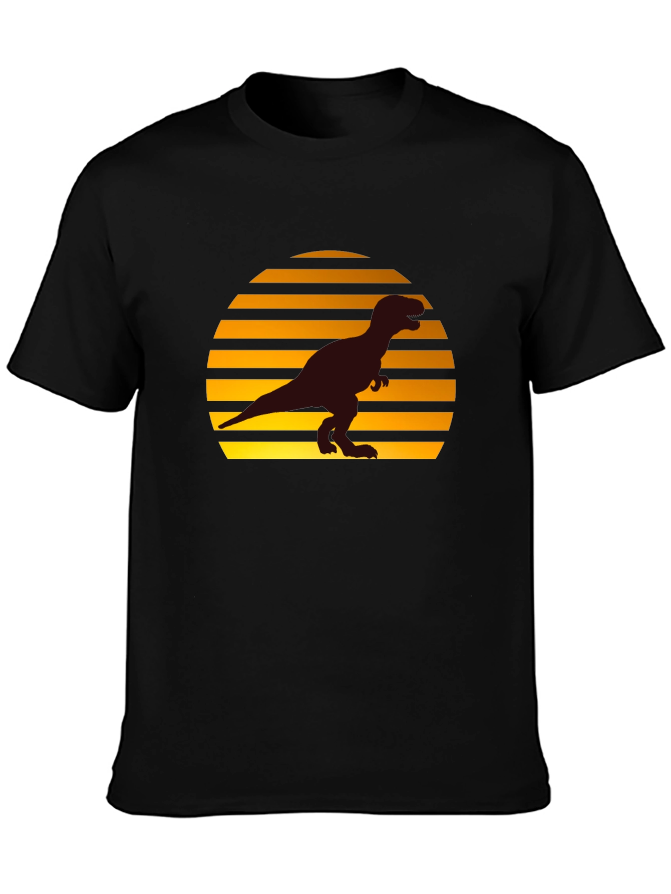 Retro Sunset T-Rex Graphic Tee - Black