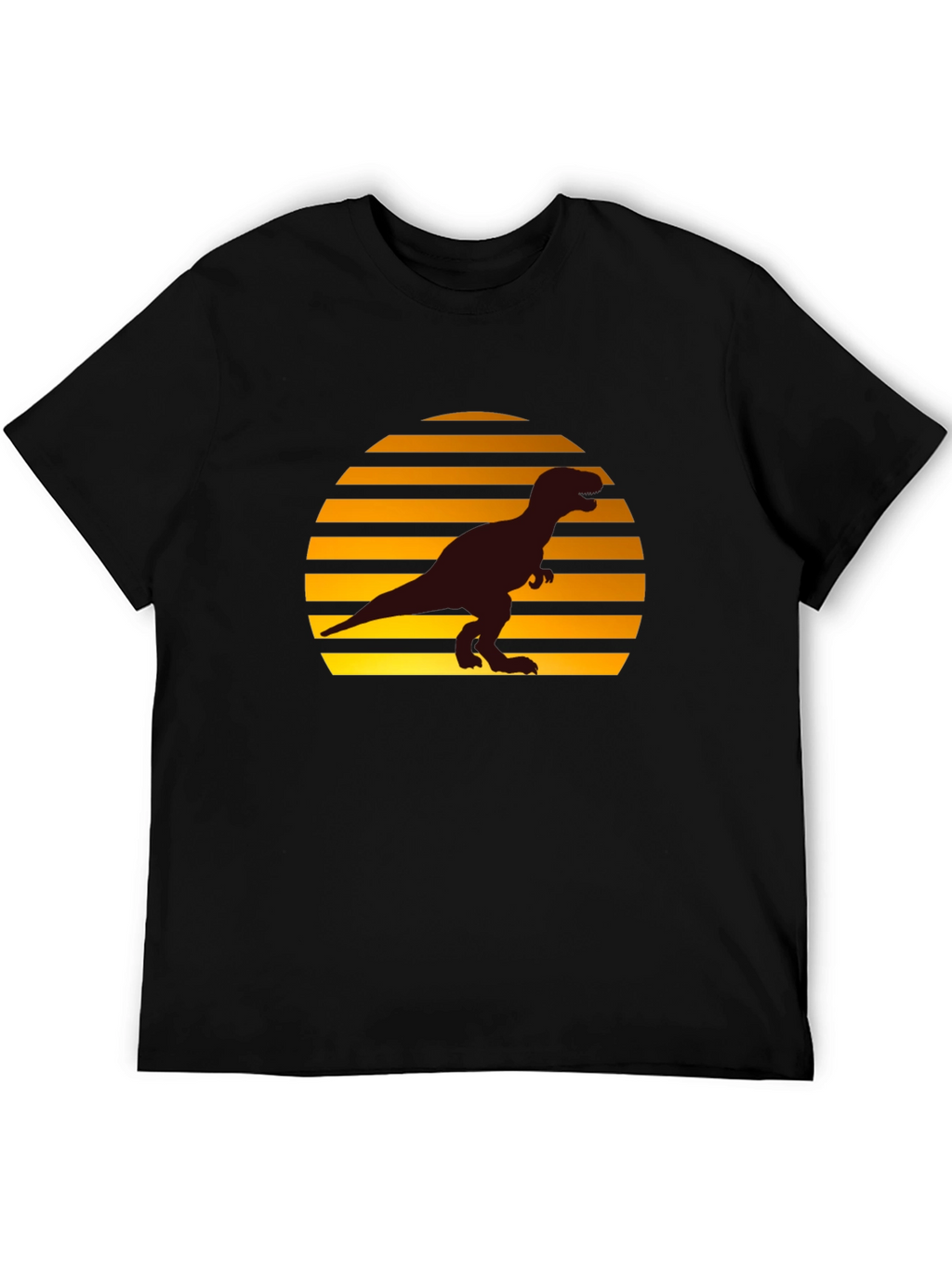 Retro Sunset T-Rex Graphic Tee - Black