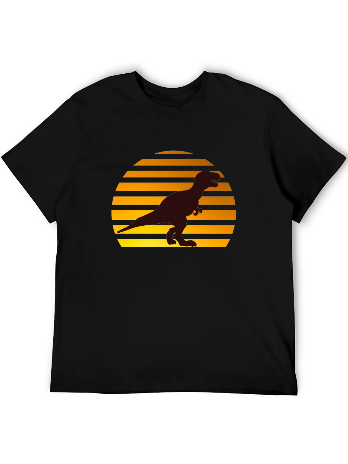 Retro Sunset T-Rex Graphic Tee - Black