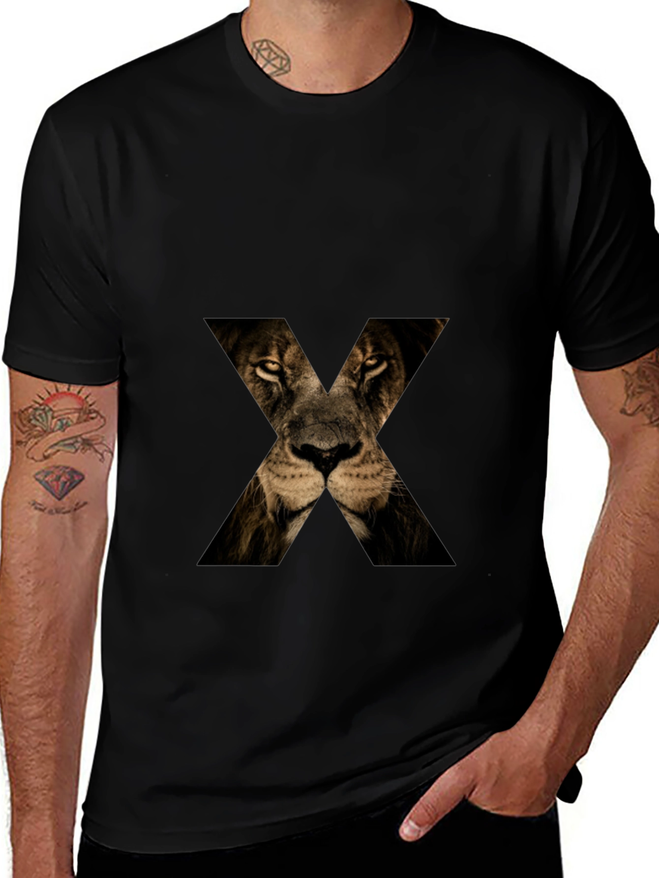 Lion Face X T-Shirt - Mens Graphic Tee