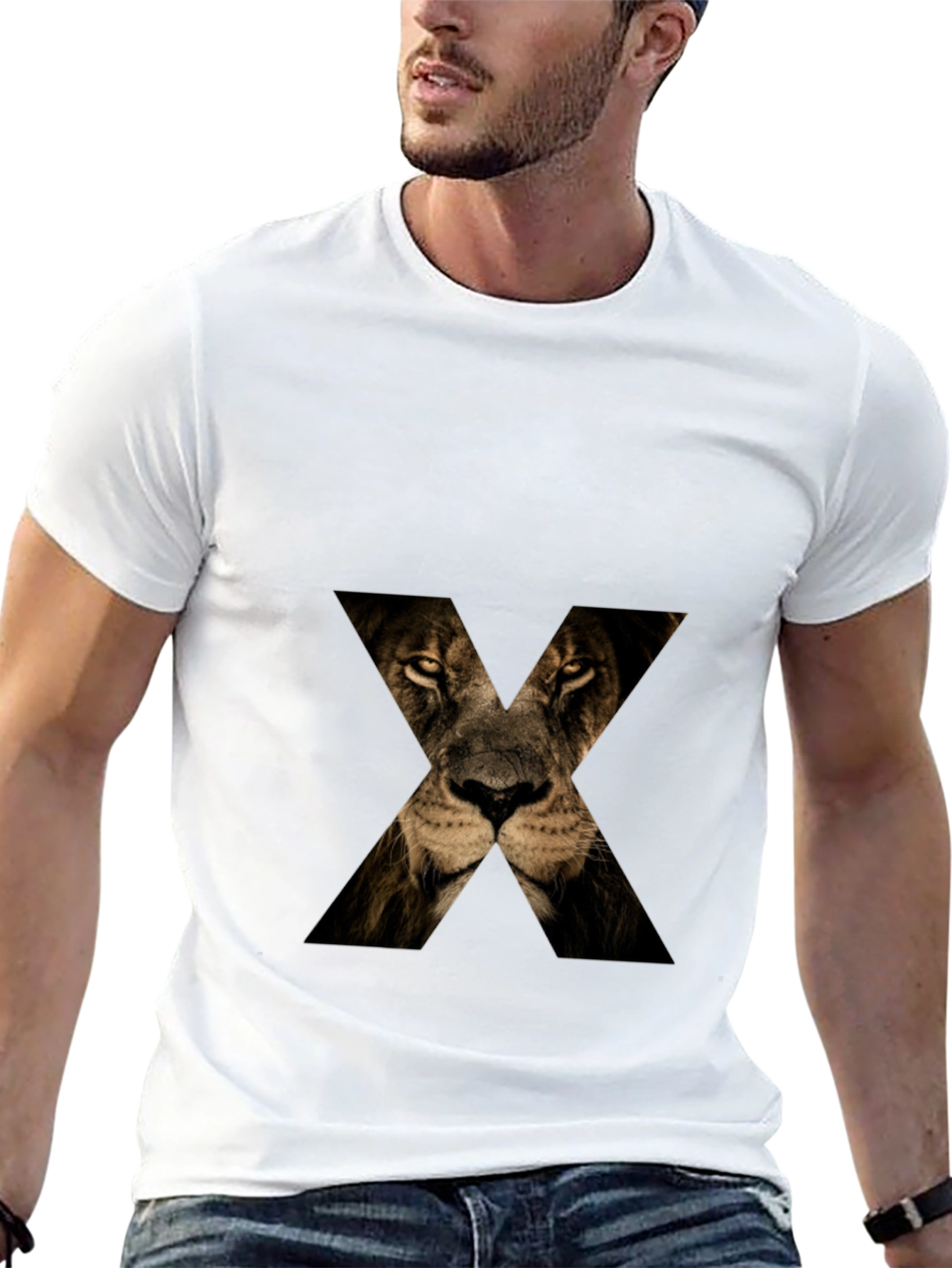 Lion Face X T-Shirt - Mens Graphic Tee