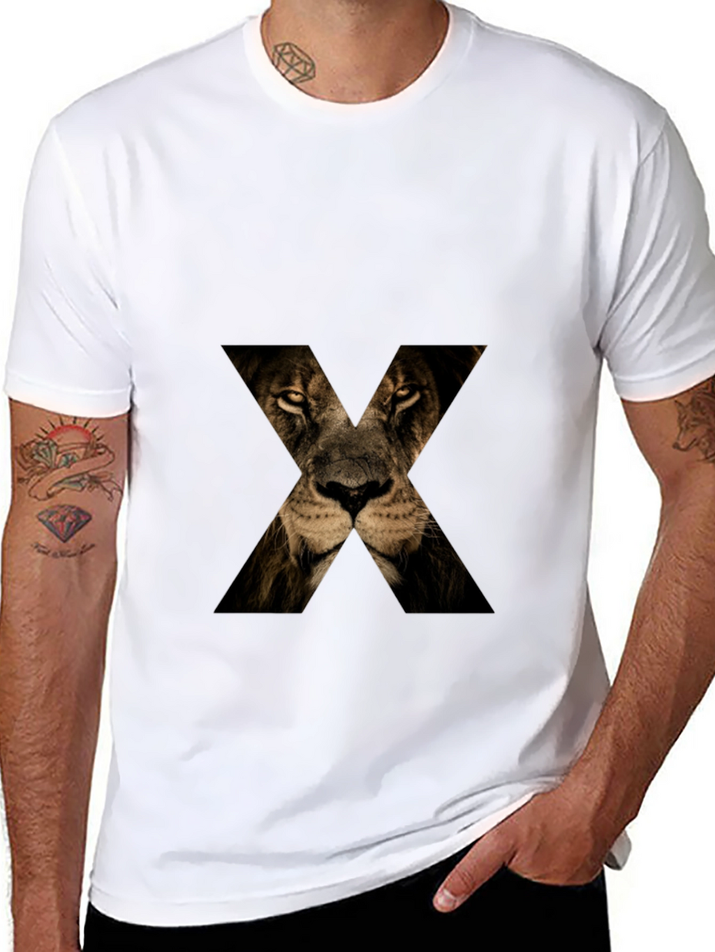 Lion Face X T-Shirt - Mens Graphic Tee
