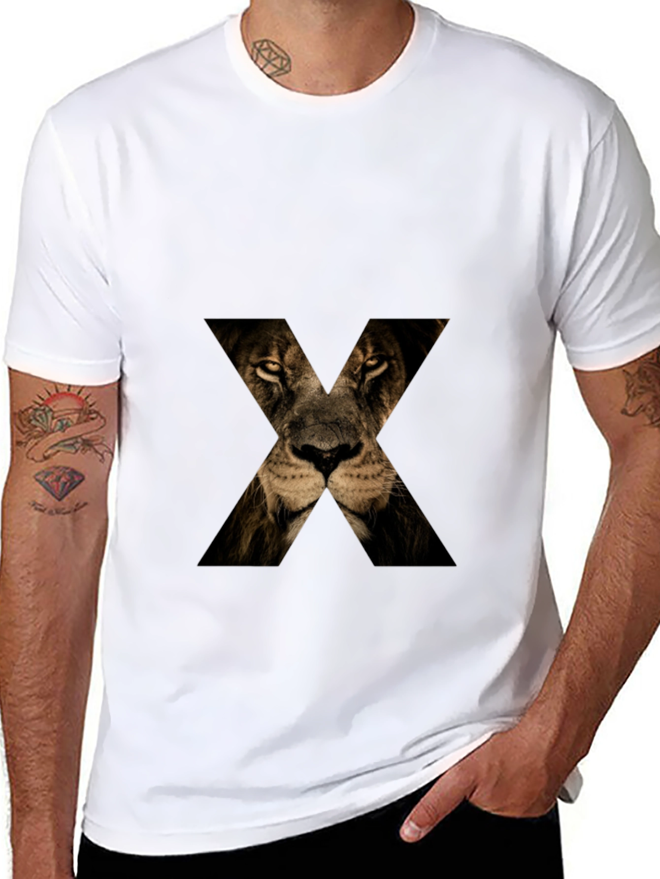 Lion Face X T-Shirt - Mens Graphic Tee