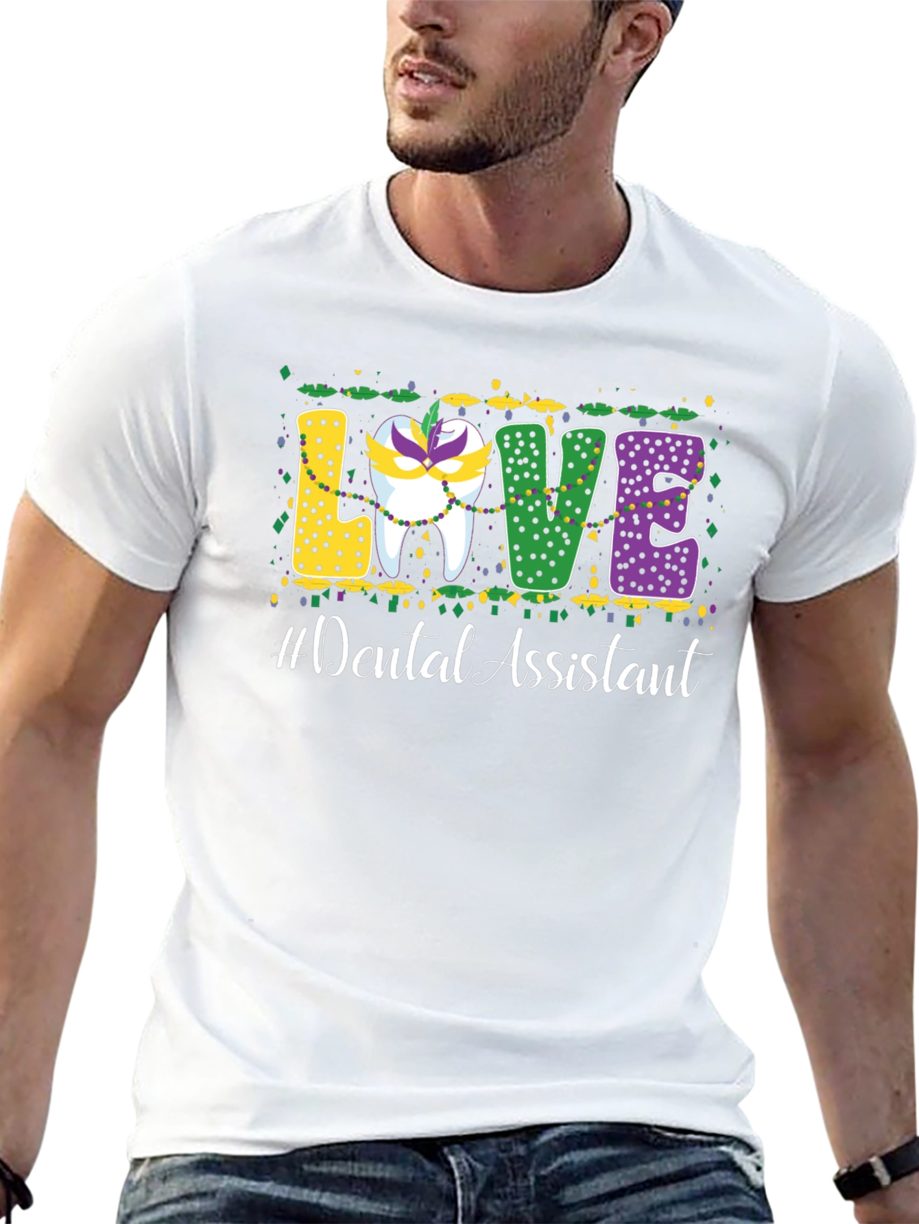 Dental Assistant Mardi Gras Love T-Shirt