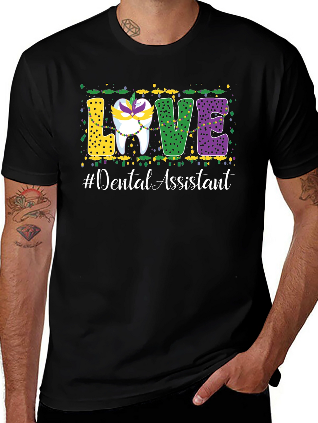 Dental Assistant Mardi Gras Love T-Shirt