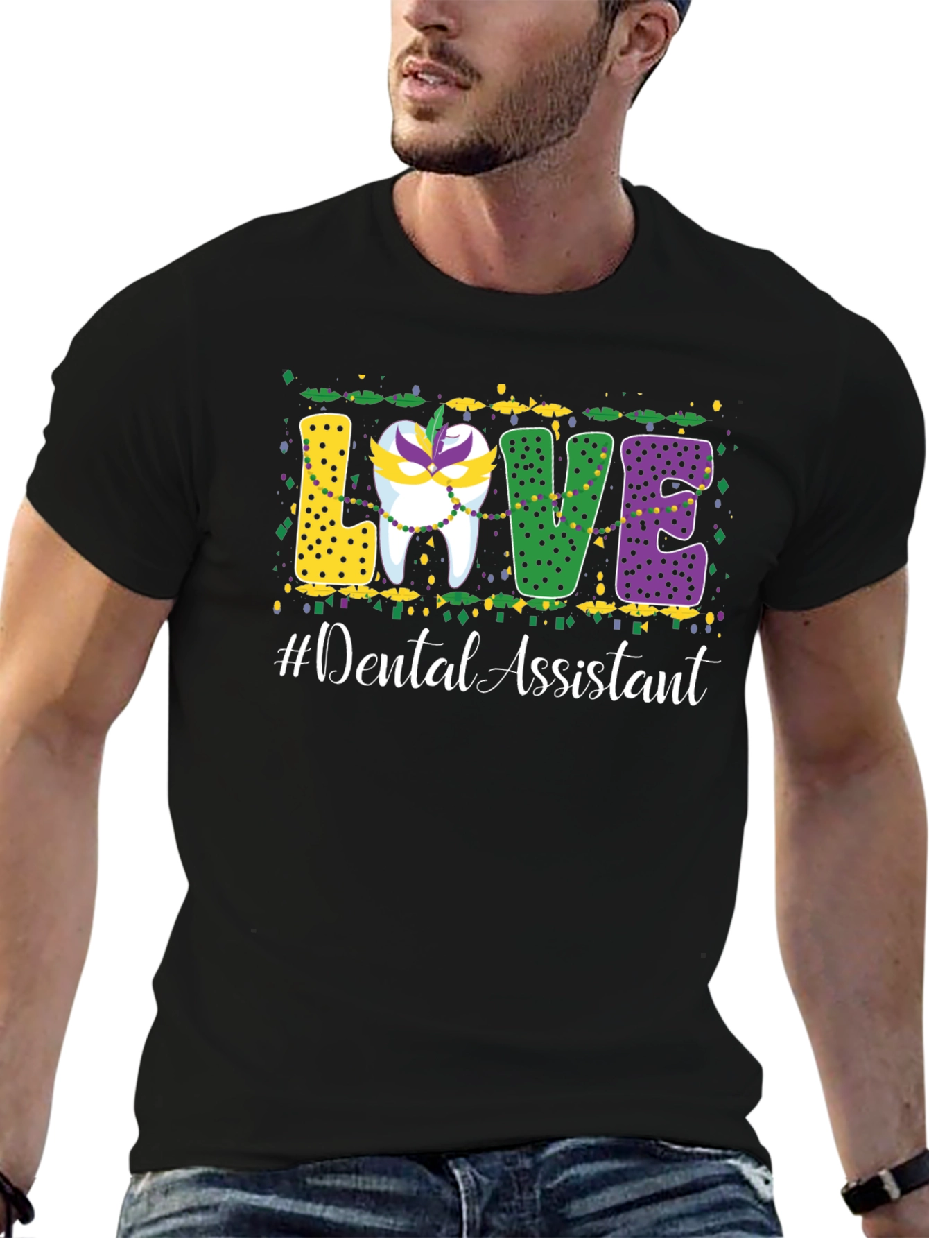 Dental Assistant Mardi Gras Love T-Shirt