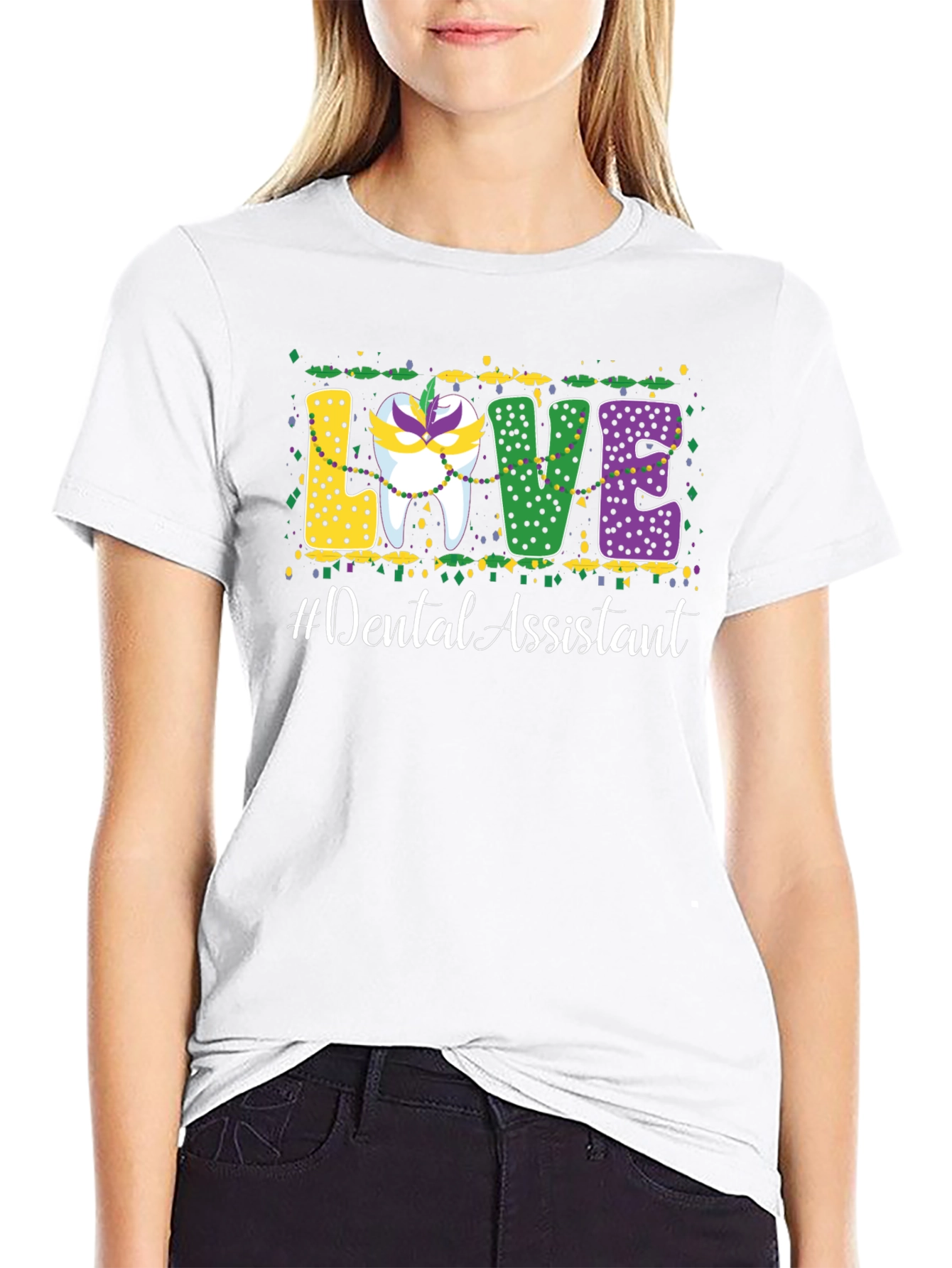 Dental Assistant Mardi Gras Love T-Shirt