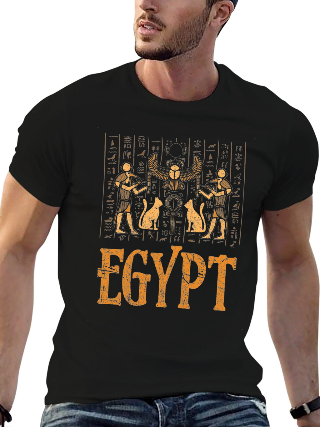 Egypt Hieroglyphic Print Graphic T-Shirt