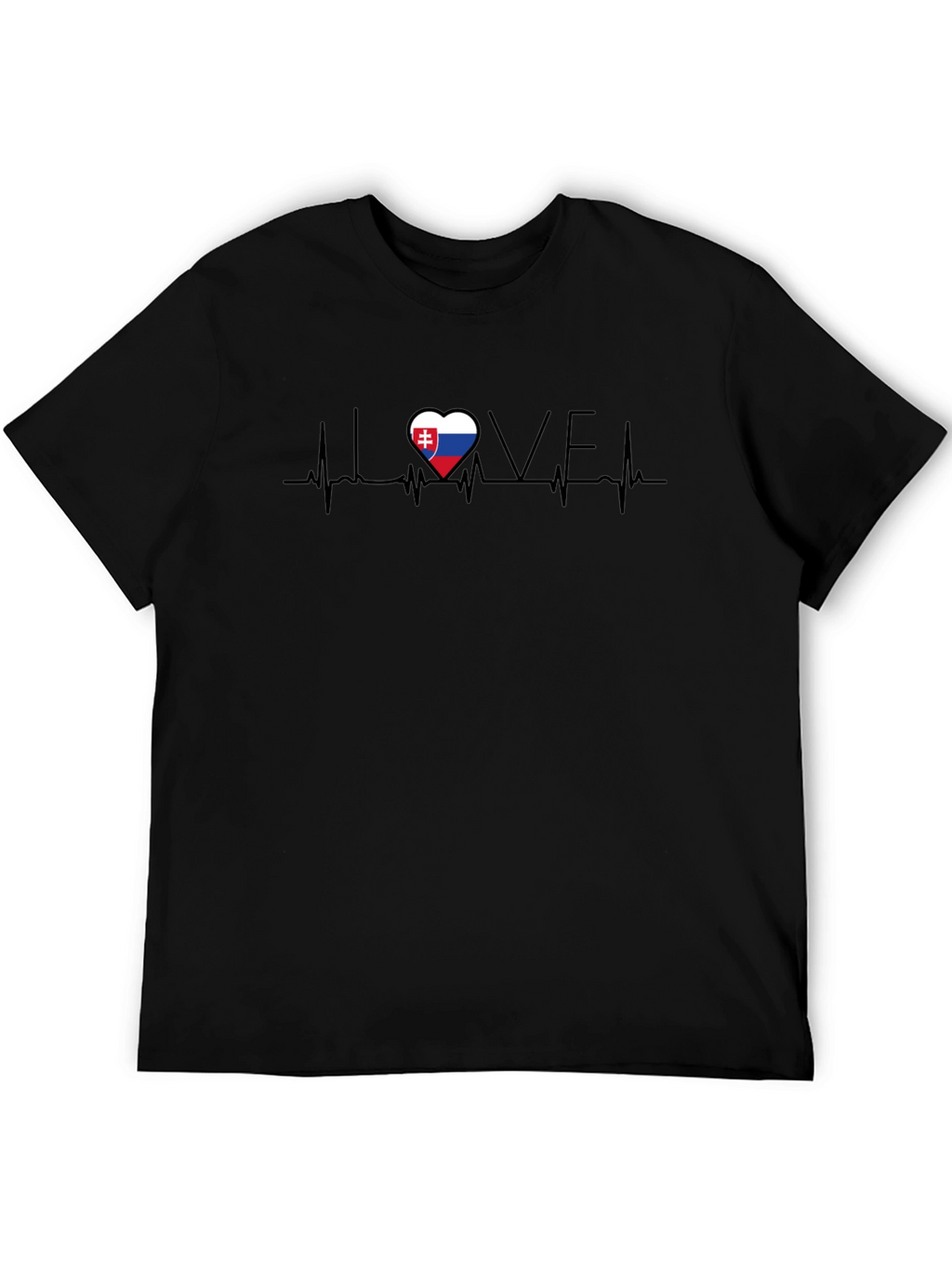 Slovakia Love Heartbeat T-Shirt - Black