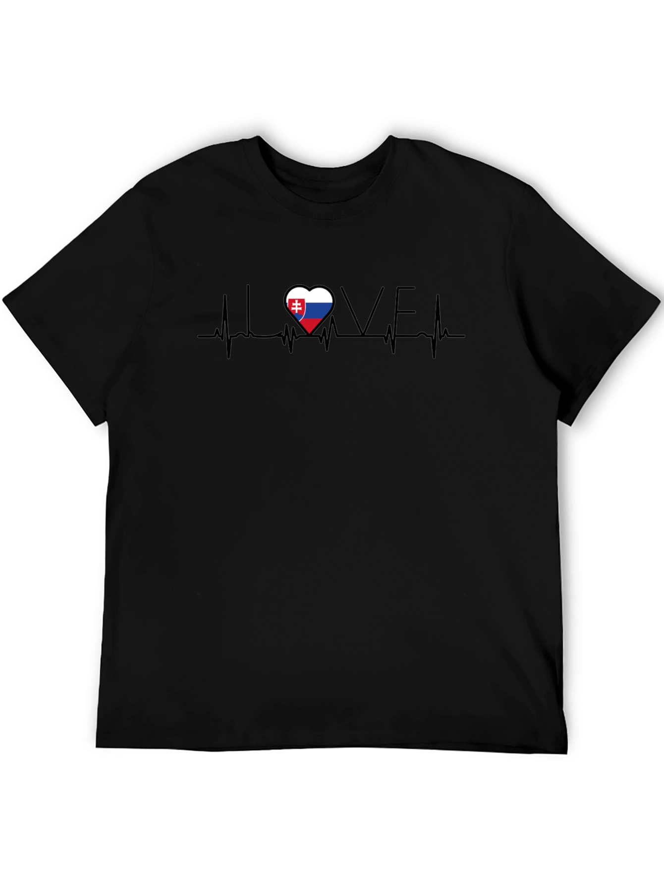 Slovakia Love Heartbeat T-Shirt - Black