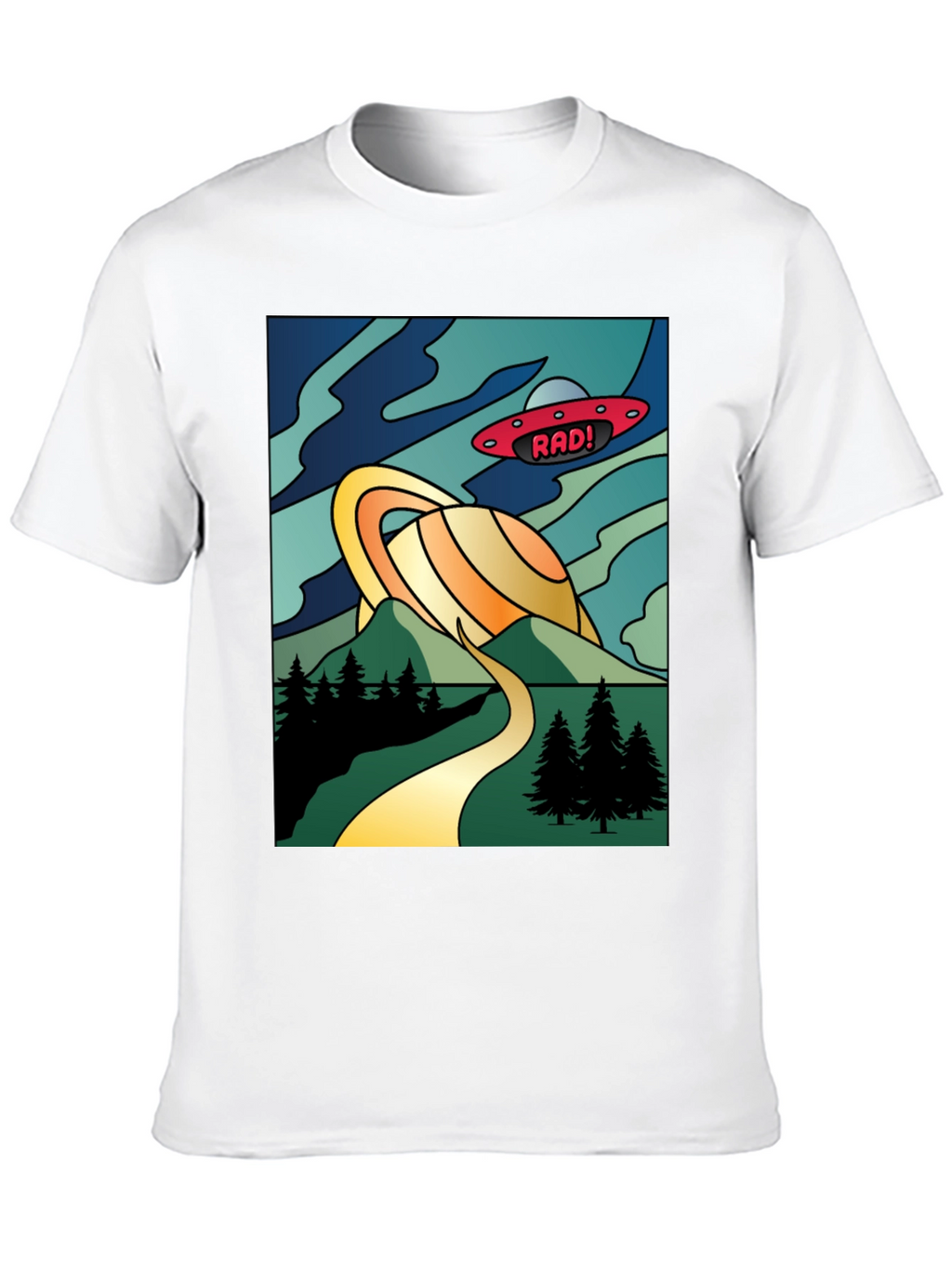 Retro Rad! Graphic Tee - Saturn & UFO Design