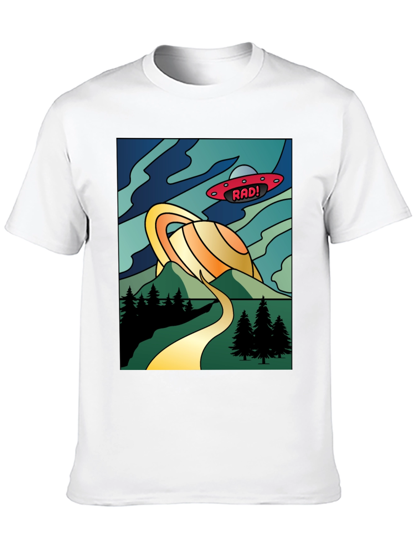 Retro Rad! Graphic Tee - Saturn & UFO Design