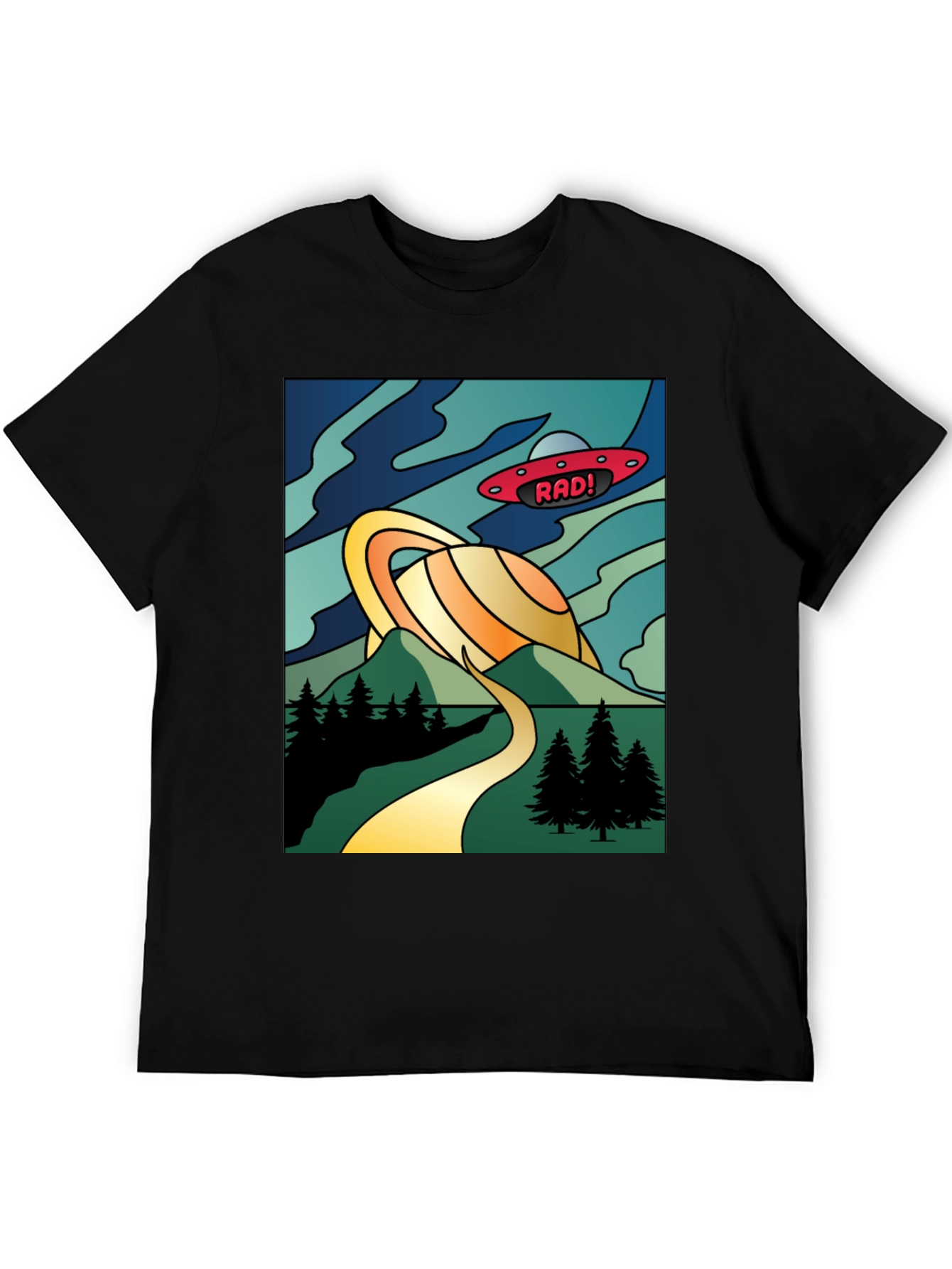 Retro Rad! Graphic Tee - Saturn & UFO Design