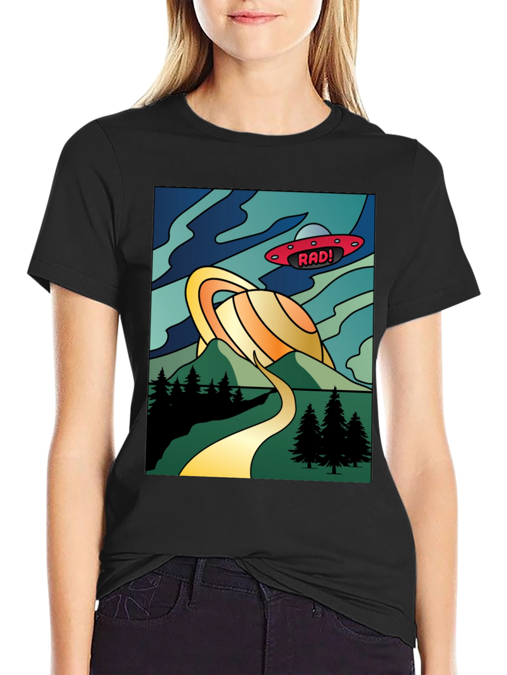 Retro Rad! Graphic Tee - Saturn & UFO Design