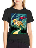 Retro Rad! Graphic Tee - Saturn & UFO Design