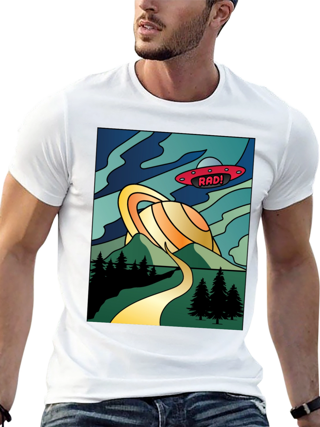 Retro Rad! Graphic Tee - Saturn & UFO Design