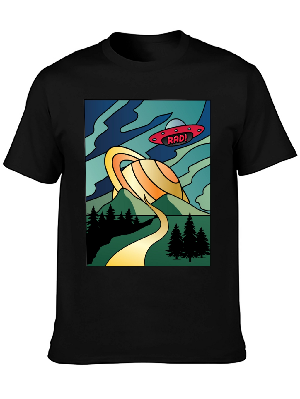 Retro Rad! Graphic Tee - Saturn & UFO Design