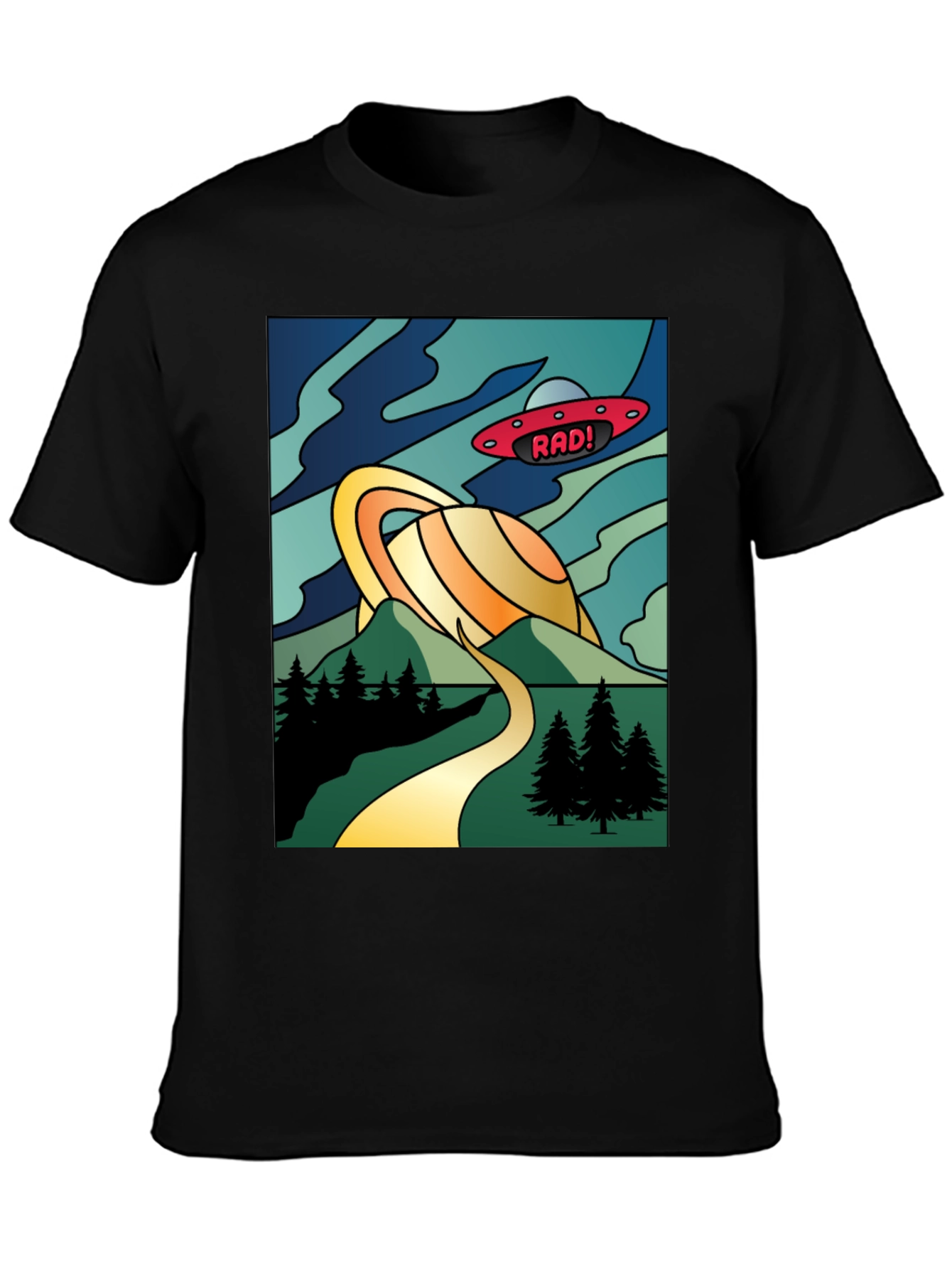 Retro Rad! Graphic Tee - Saturn & UFO Design