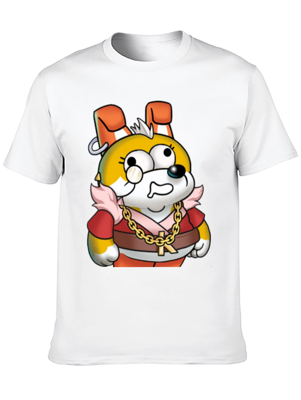 Cartoon Dog Gold Chain Graphic Tee - Unisex