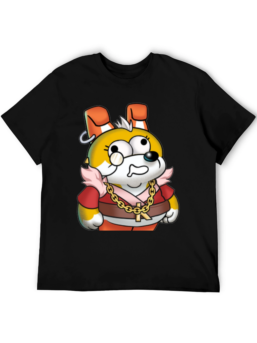 Cartoon Dog Gold Chain Graphic Tee - Unisex
