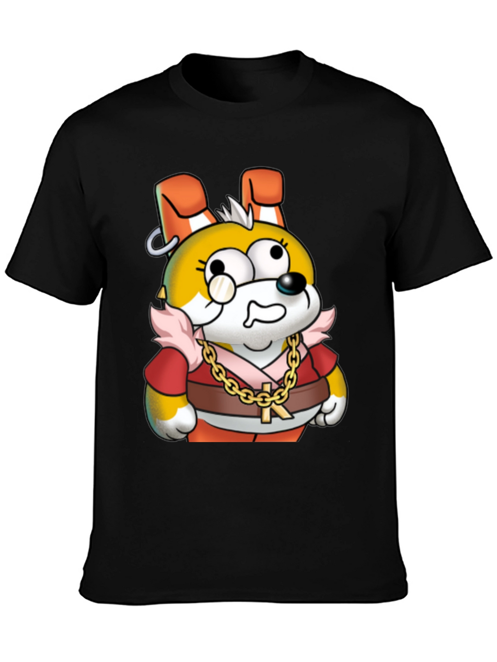 Cartoon Dog Gold Chain Graphic Tee - Unisex