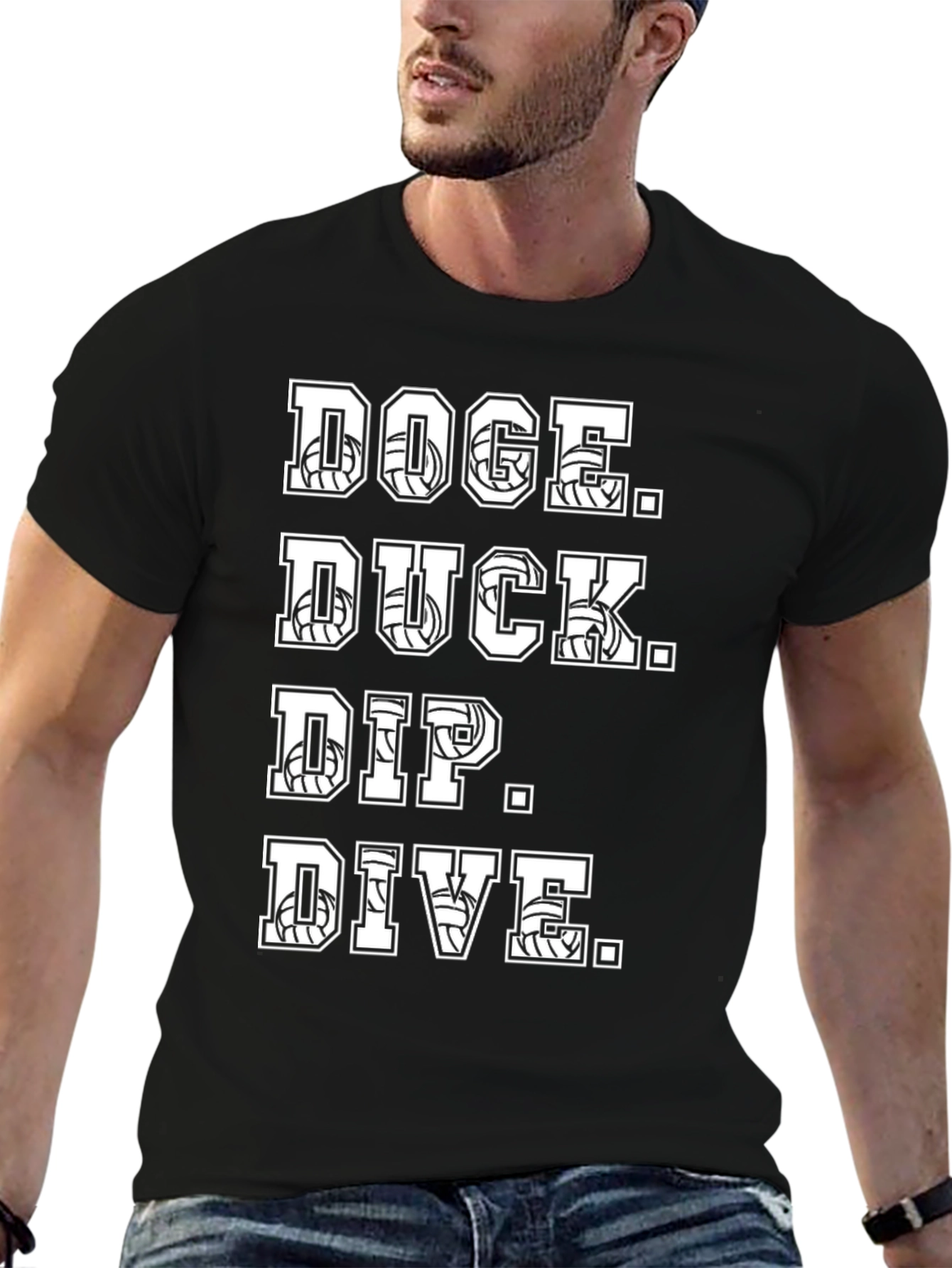 Volleyball Graphic T-Shirt - Dodge Duck Dip Dive