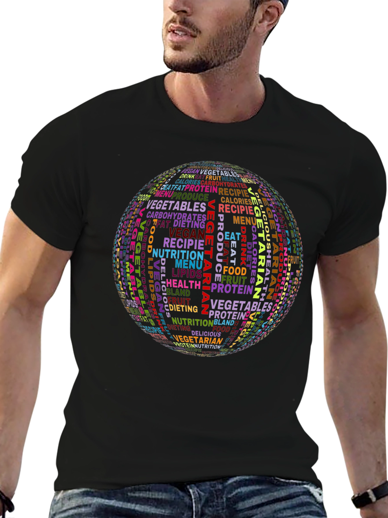 Vegetarian Word Art Graphic T-Shirt