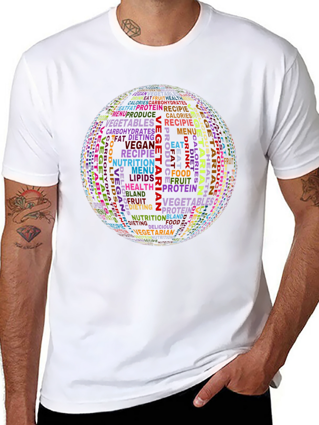 Vegetarian Word Art Graphic T-Shirt