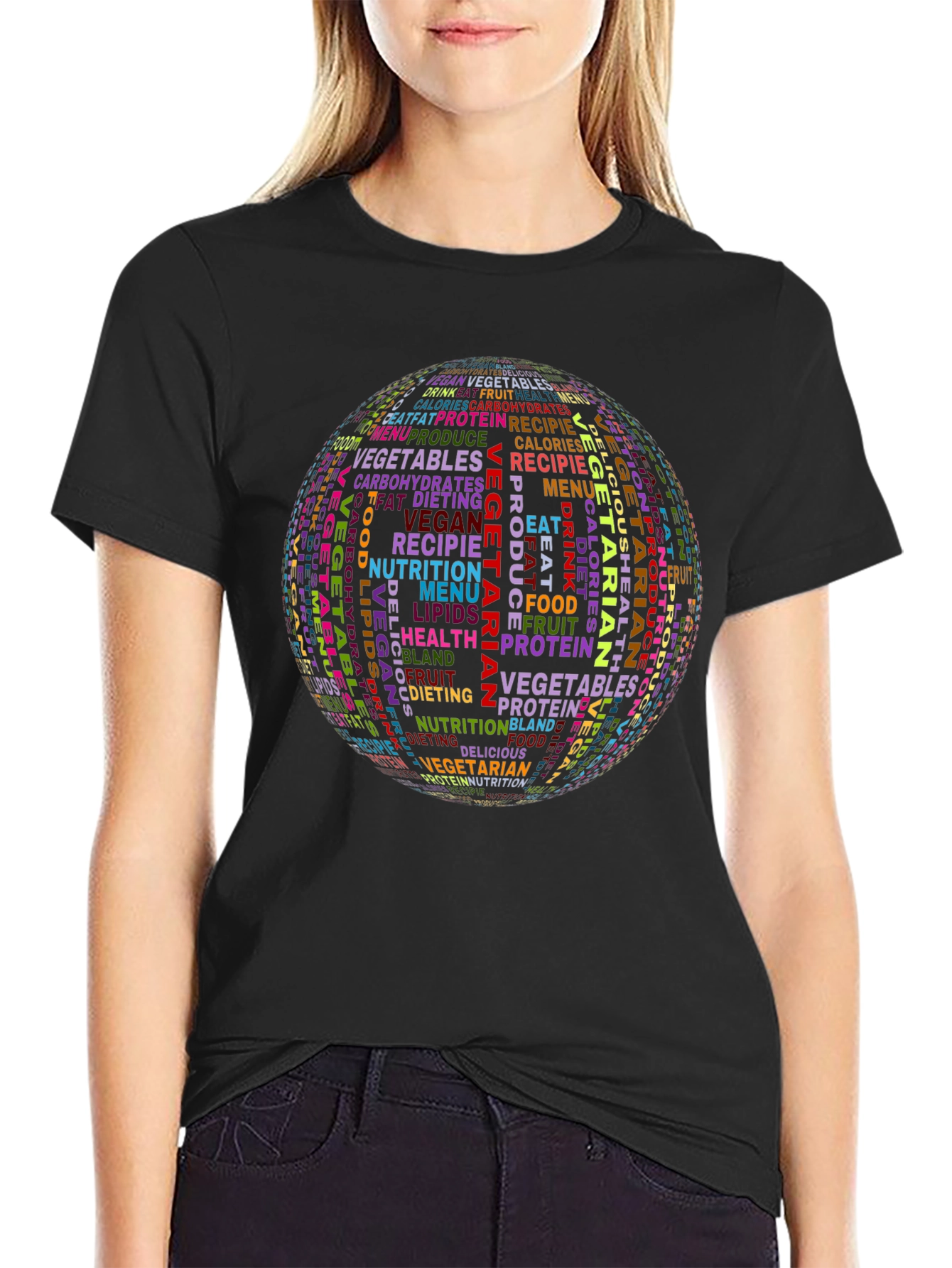 Vegetarian Word Art Graphic T-Shirt