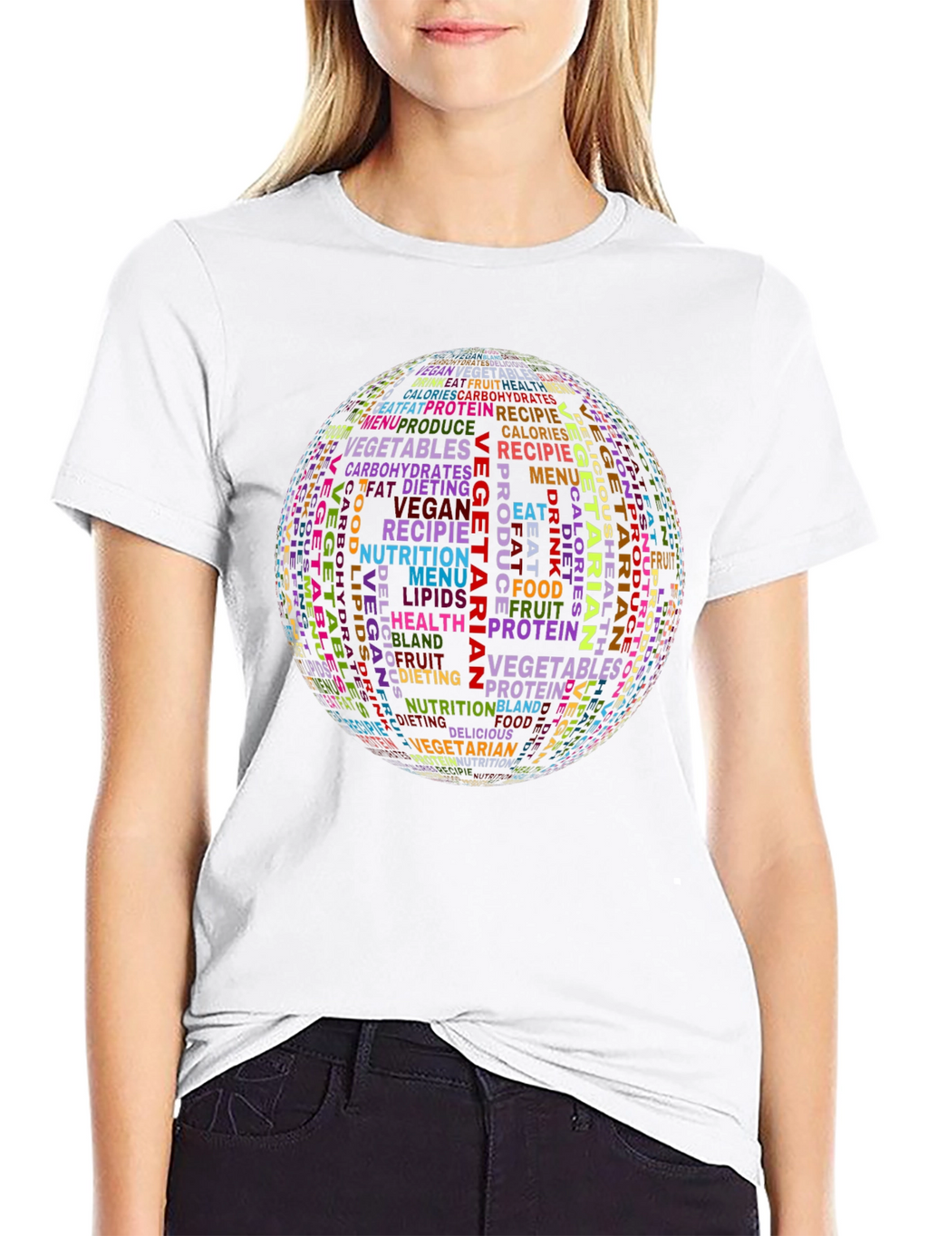 Vegetarian Word Art Graphic T-Shirt