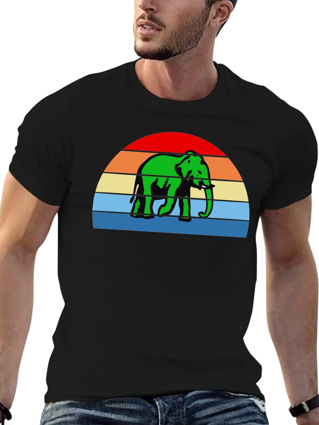 Retro Elephant T-Shirt - Sunset Design