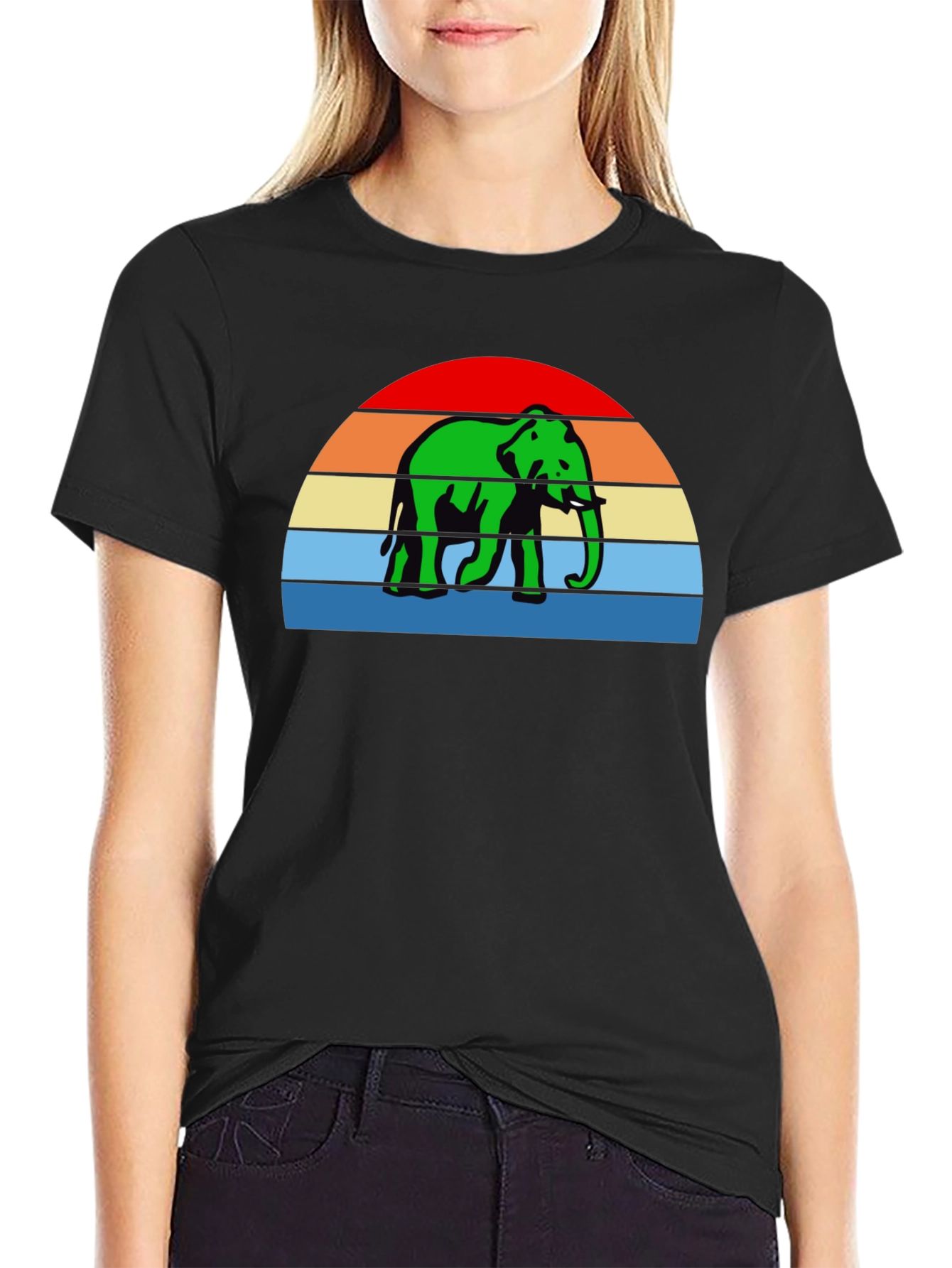 Retro Elephant T-Shirt - Sunset Design