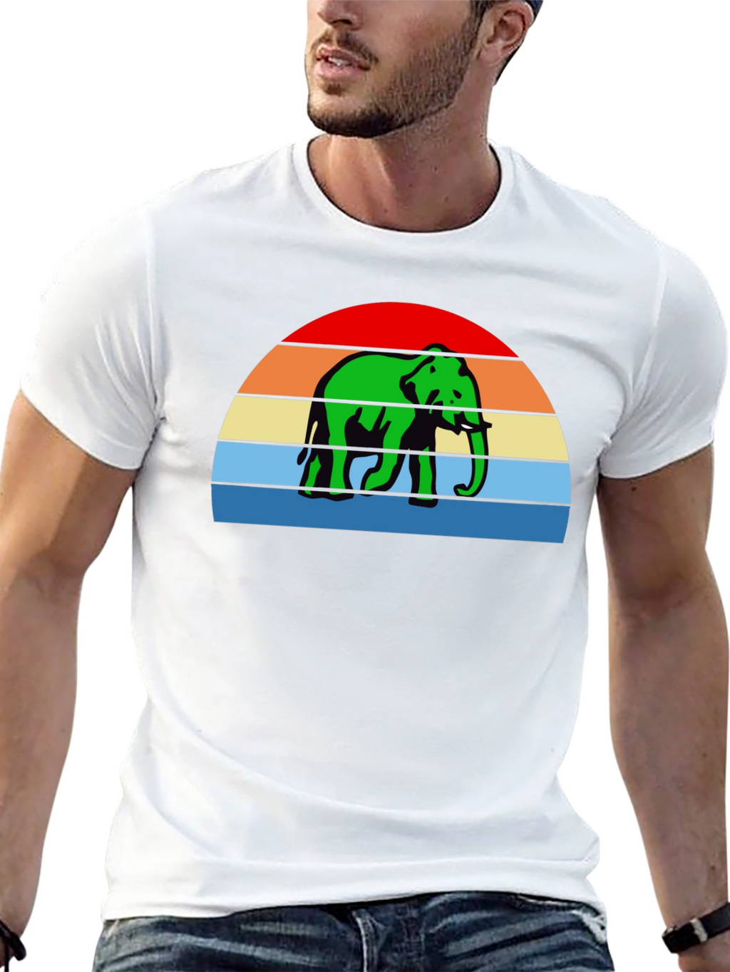 Retro Elephant T-Shirt - Sunset Design