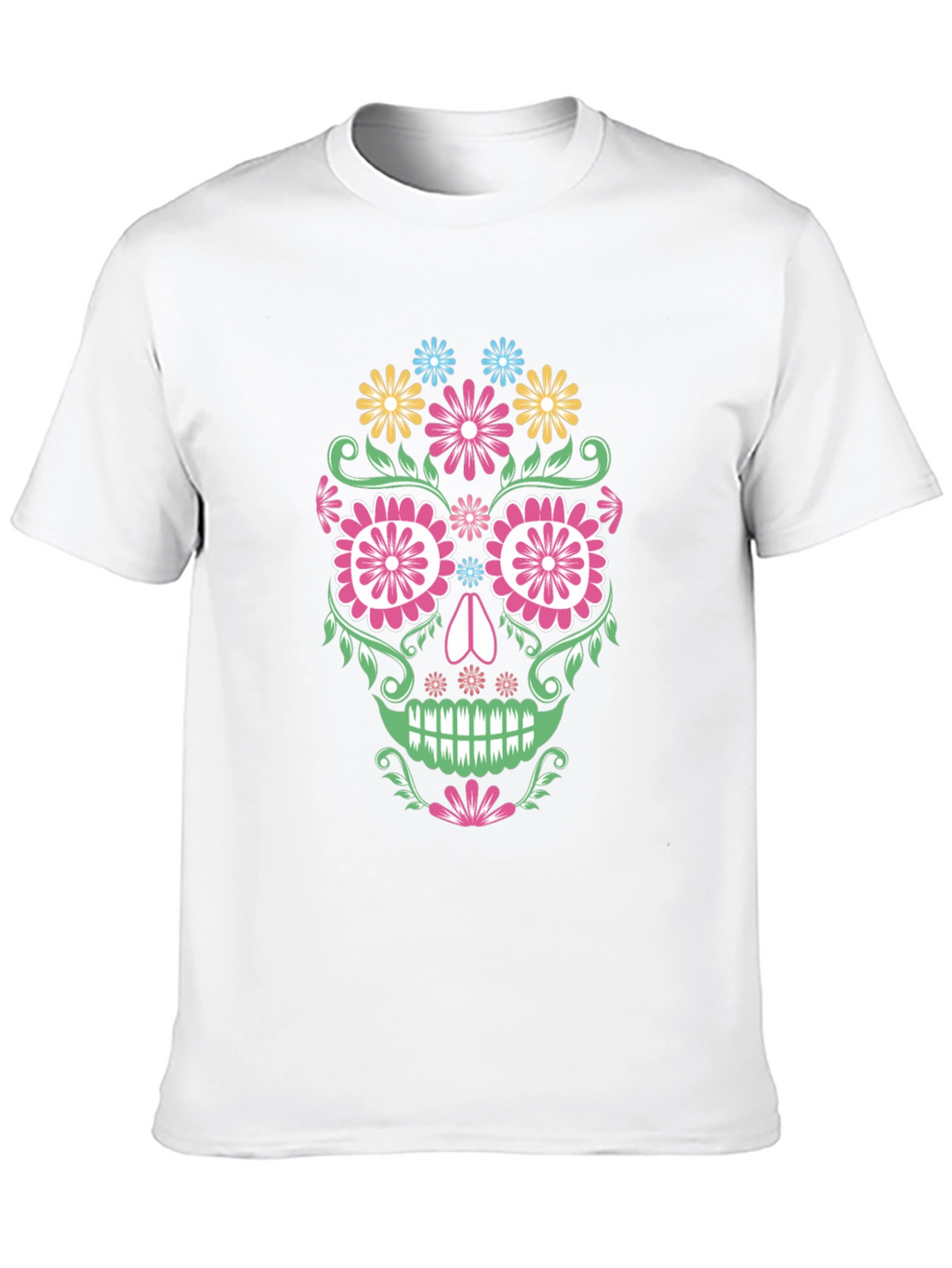 Floral Skull Graphic Tee - Stylish Cotton T-Shirt