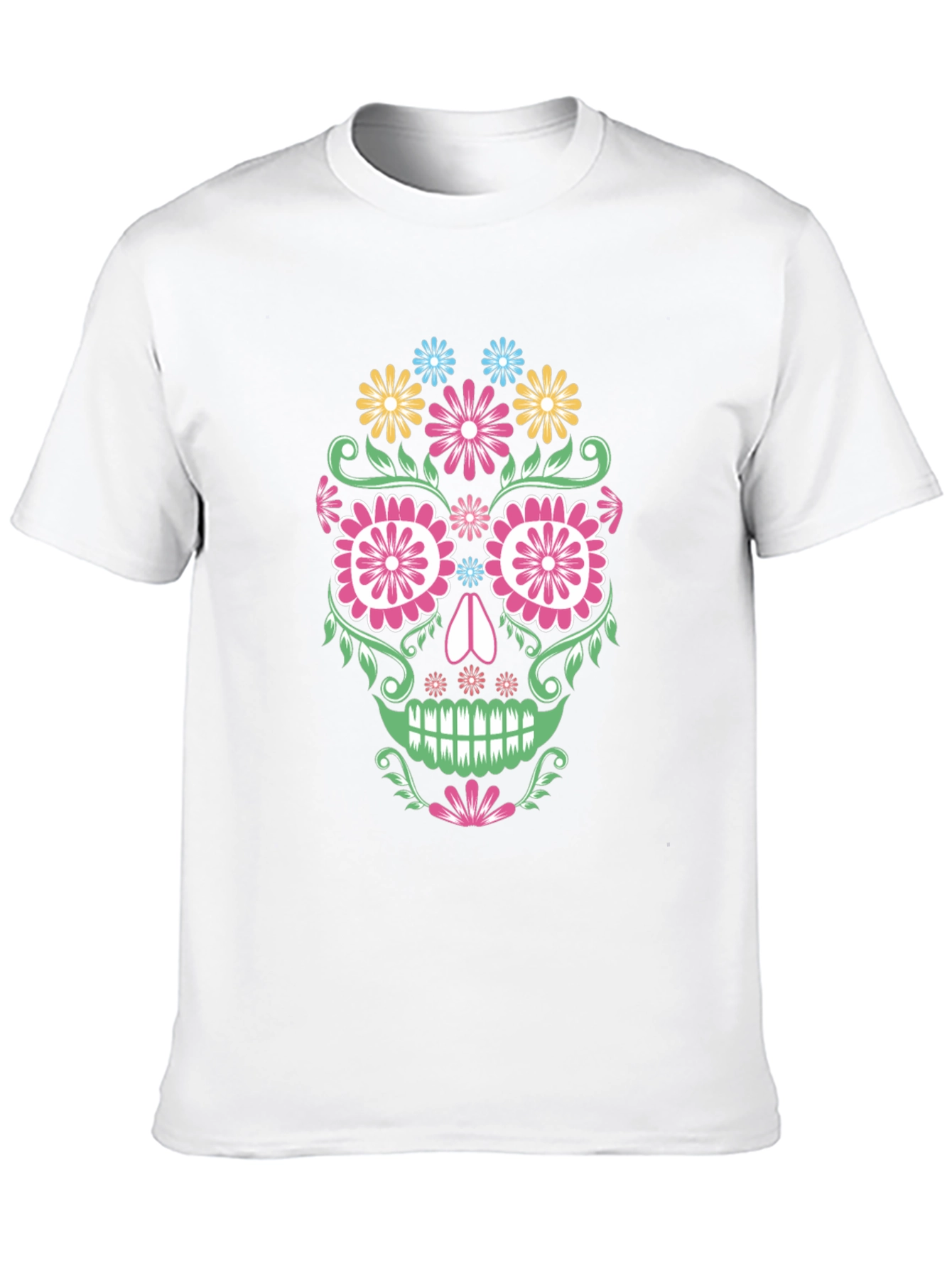Floral Skull Graphic Tee - Stylish Cotton T-Shirt
