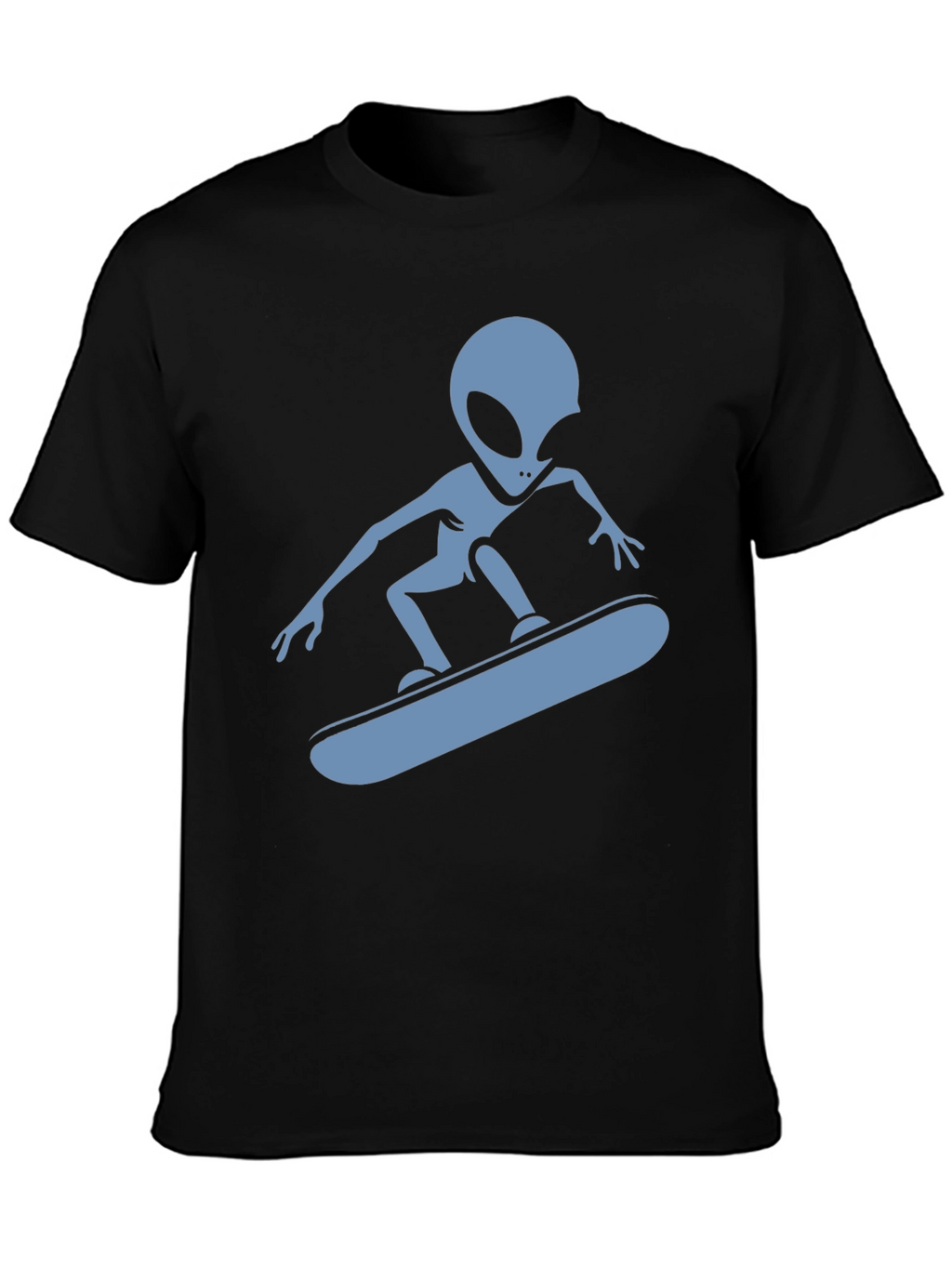 Skateboarding Alien Graphic T-Shirt - Black Cotton Tee