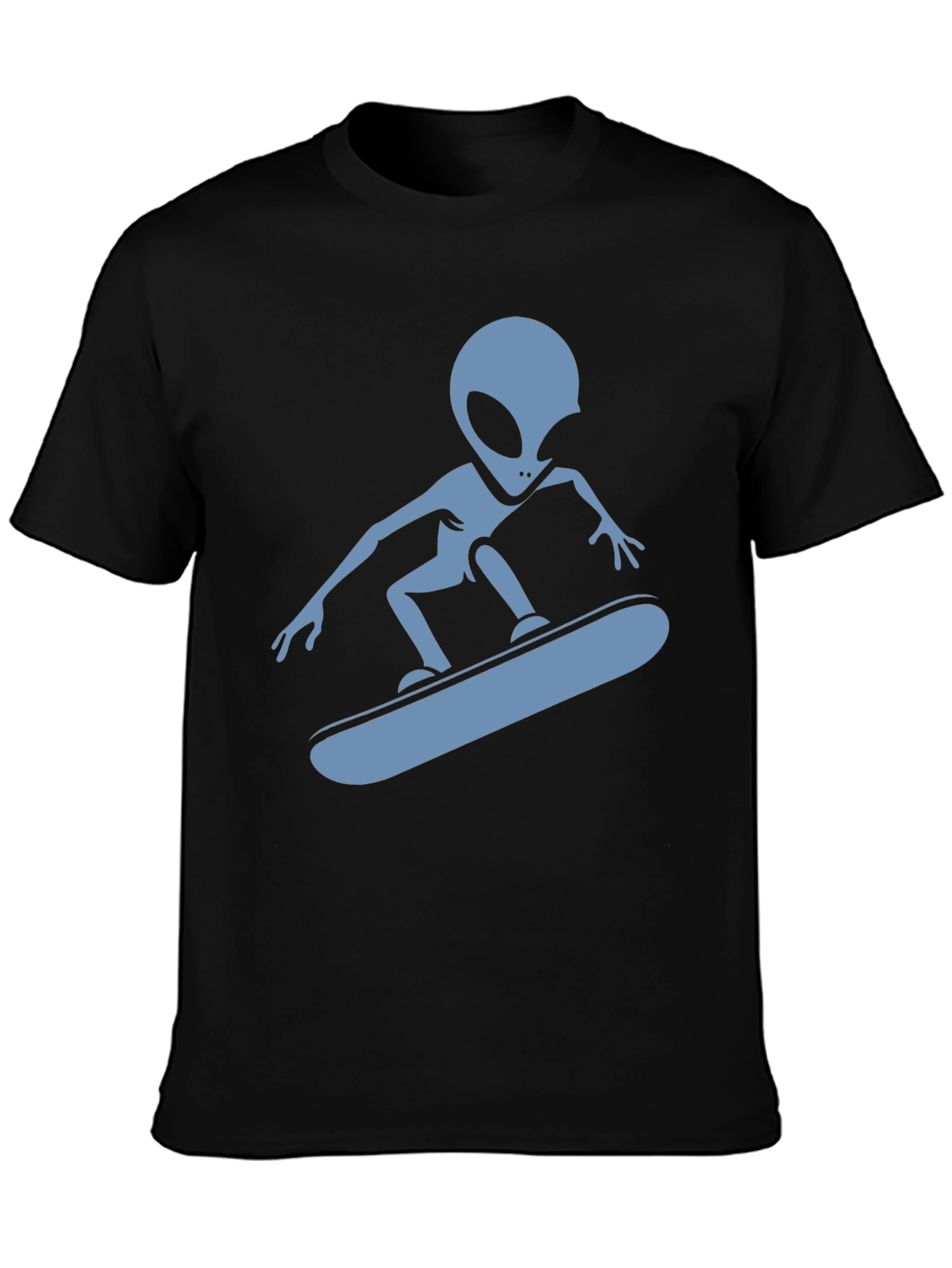 Skateboarding Alien Graphic T-Shirt - Black Cotton Tee