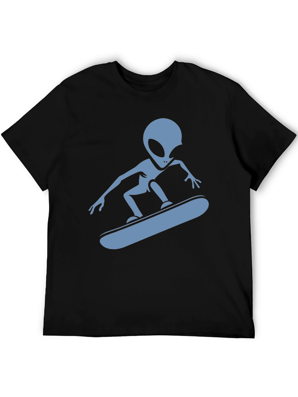 Skateboarding Alien Graphic T-Shirt - Black Cotton Tee