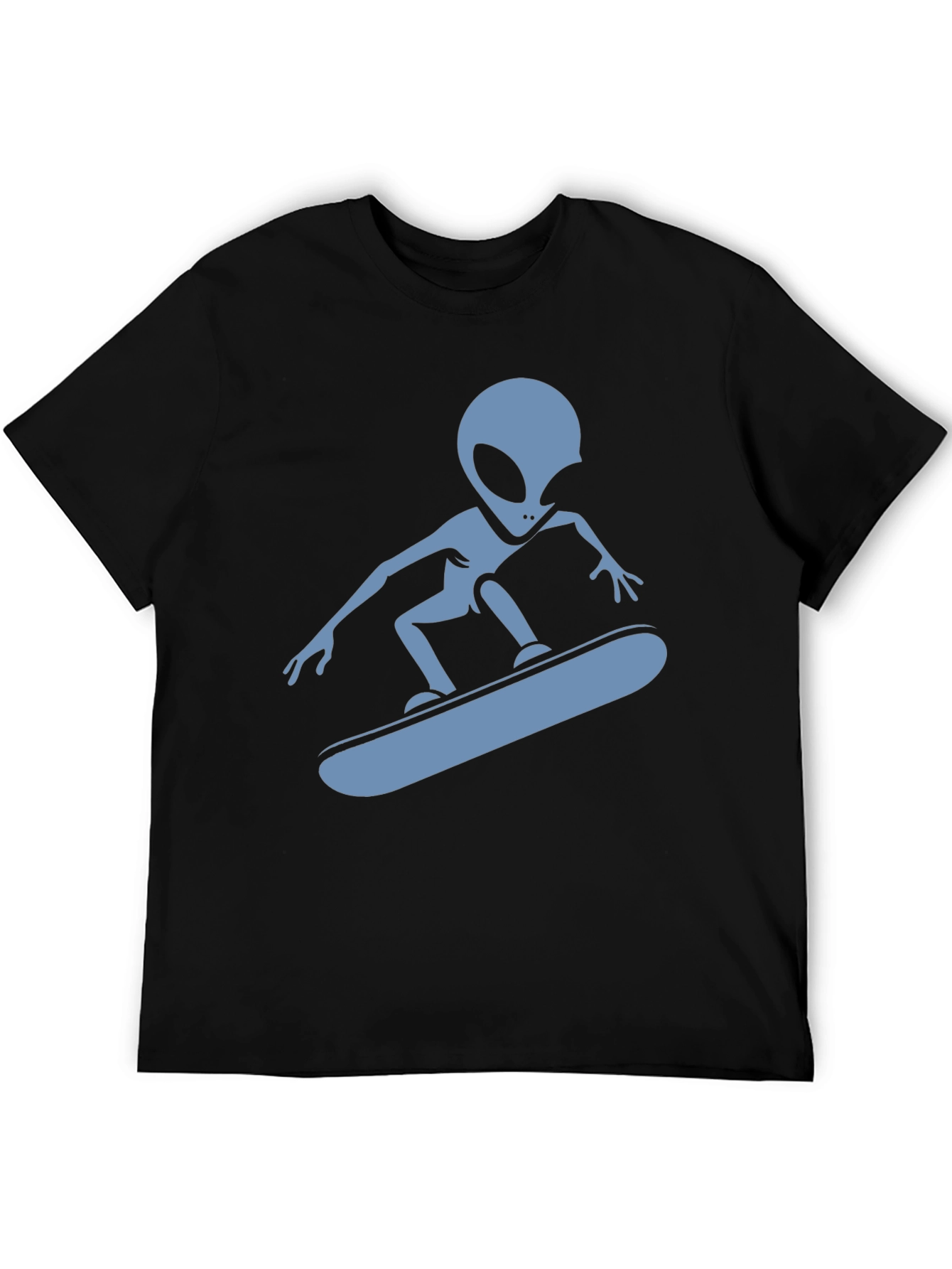 Skateboarding Alien Graphic T-Shirt - Black Cotton Tee