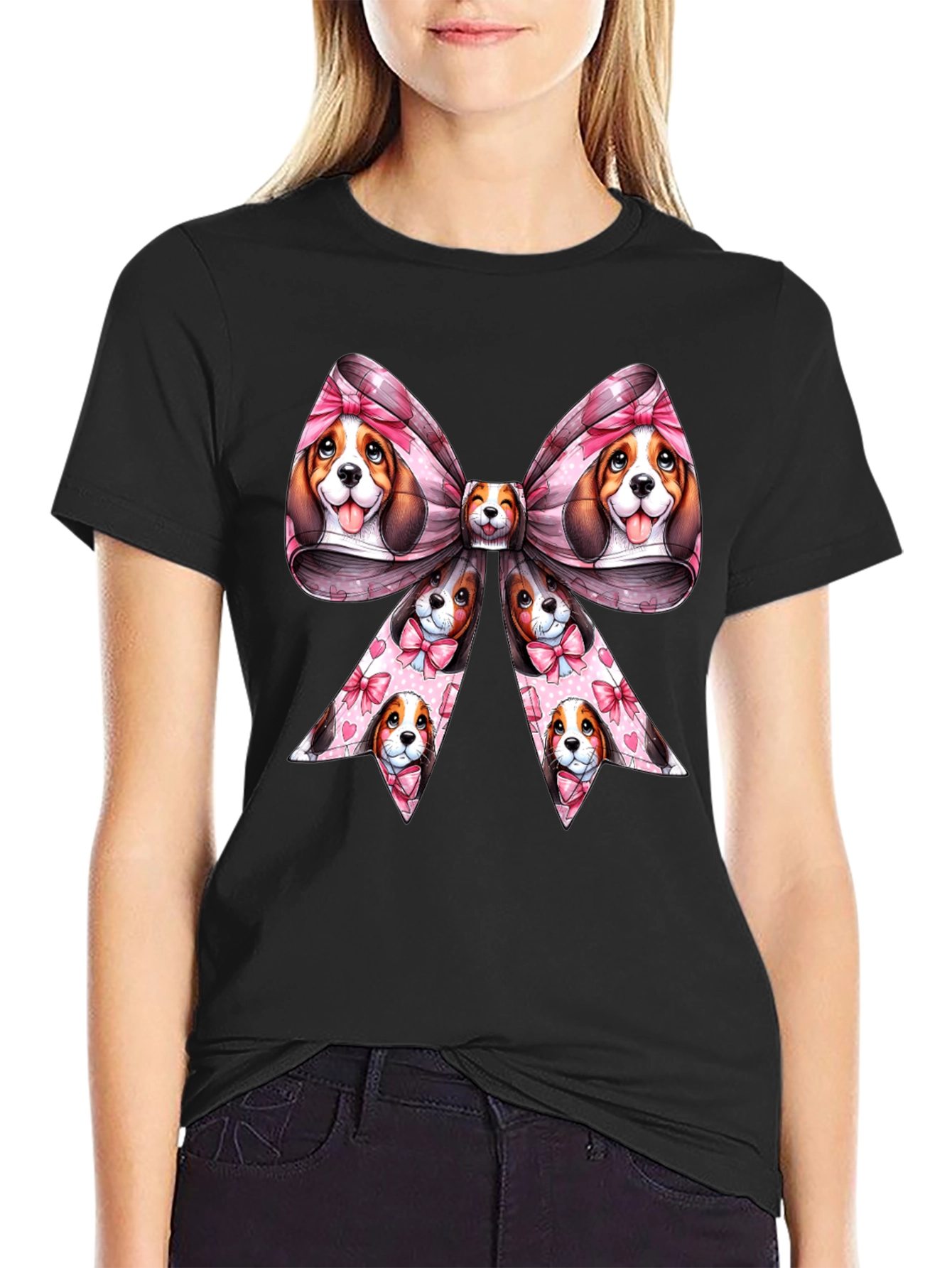 Dog Bow Graphic Tee - Cute & Stylish