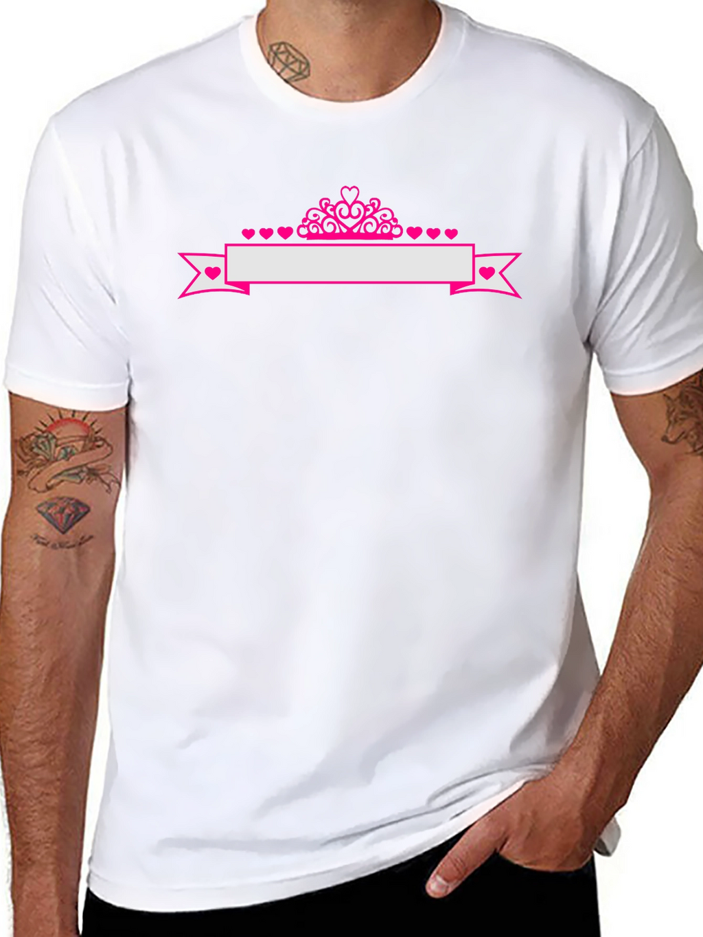 Princess Crown Heart Banner Tee - Black Cotton Shirt