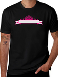 Princess Crown Heart Banner Tee - Black Cotton Shirt