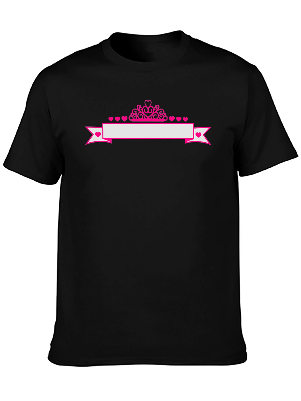 Princess Crown Heart Banner Tee - Black Cotton Shirt