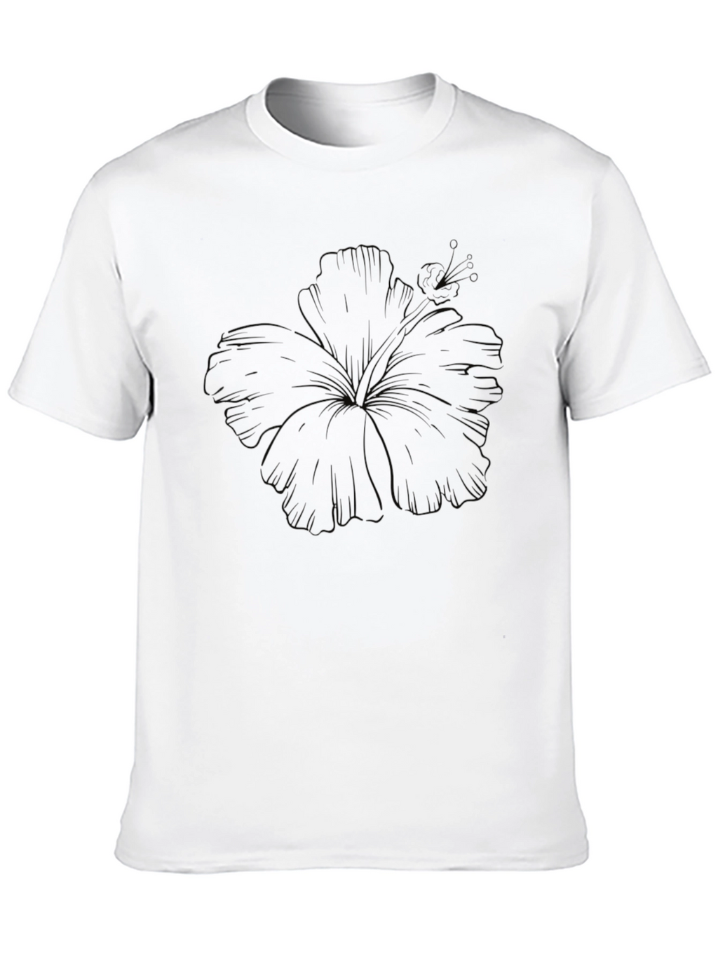 Black Hibiscus Outline Graphic Tee
