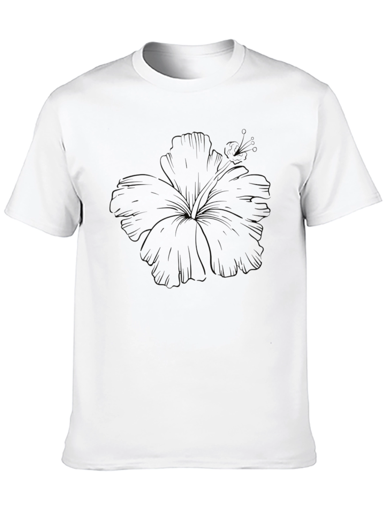 Black Hibiscus Outline Graphic Tee