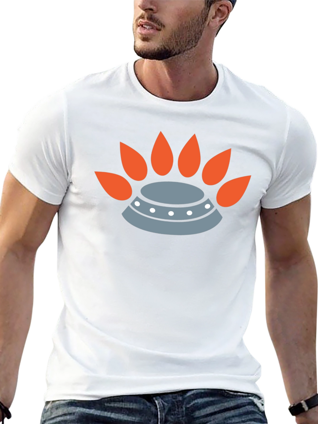 Modern Graphic Tee - UFO & Flame Design