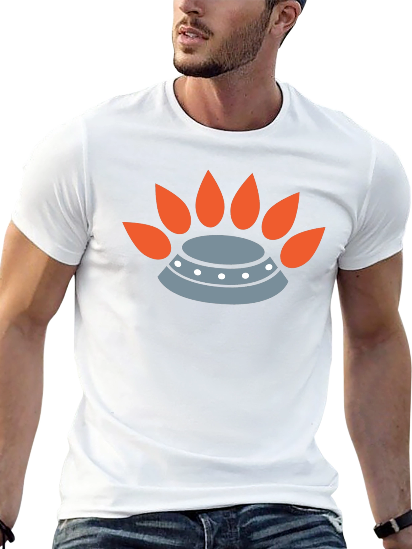 Modern Graphic Tee - UFO & Flame Design